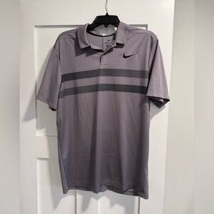 Nike Men's Polo Shirt in Gray with Black Accents